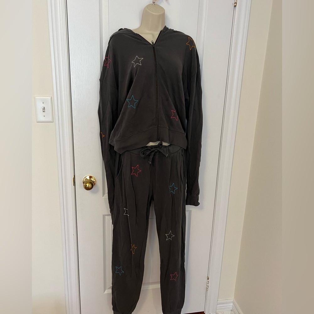 CHRLDR gray track suit with multicoloured stars